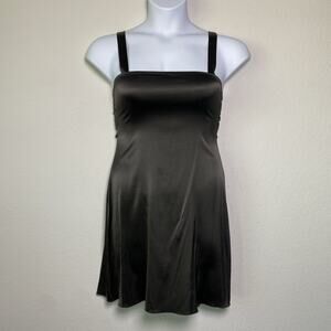 Diane Von Furstenberg 100% Silk Black Slip Dress 4 Y2K Fairygoth Minimalist 90's